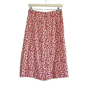 Vintage Red Floral Midi Skirt